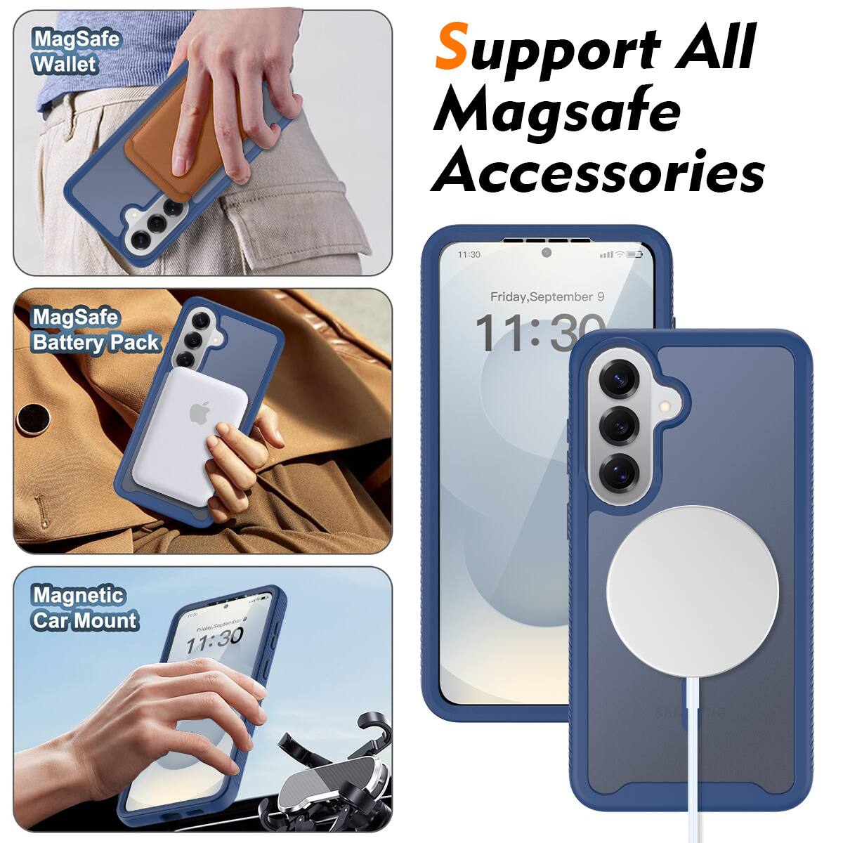 Support All MagSafe Accessories

- MagSafe Wallet
- MagSafe Battery Pack
- Magnetic Car Mount