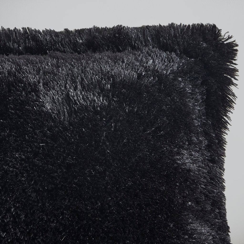 Alt View 3. Gracie Mills - Gracie Mills Susie Solid Shaggy Long Fur Duvet Cover Set - Black.