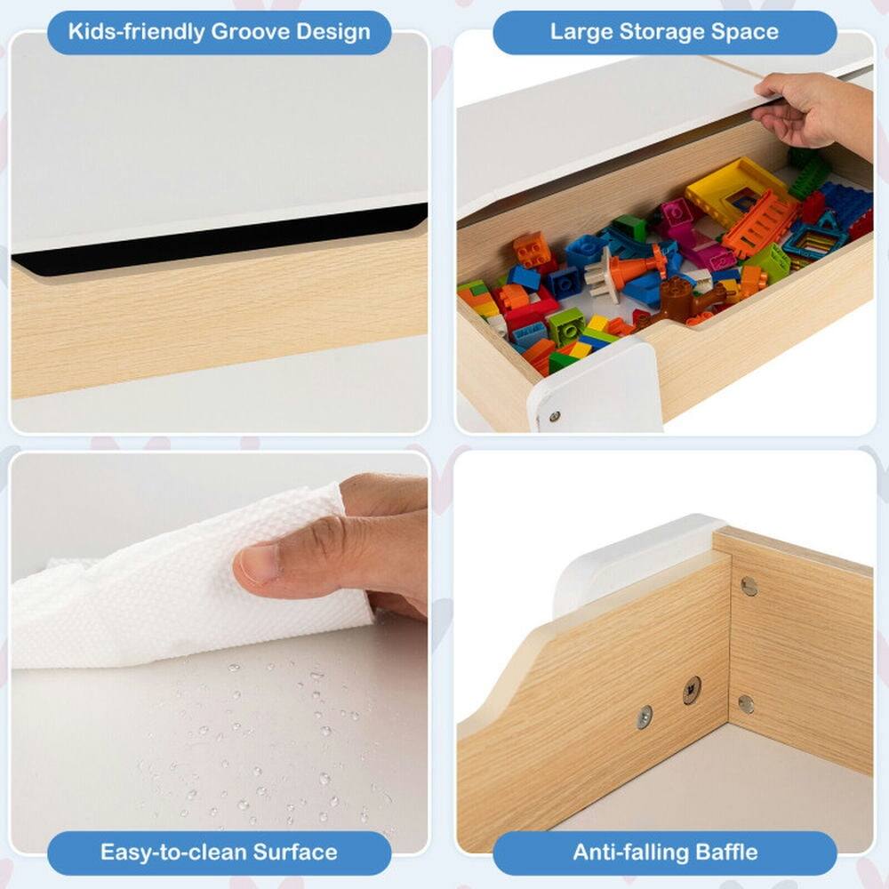 Kids-friendly Groove Design  
Large Storage Space  
Easy-to-clean Surface  
Anti-falling Baffle