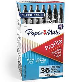 Paper Mate - Profile Retractable Ballpoint Pen, Bold Point, 36/Pack - Black Ink