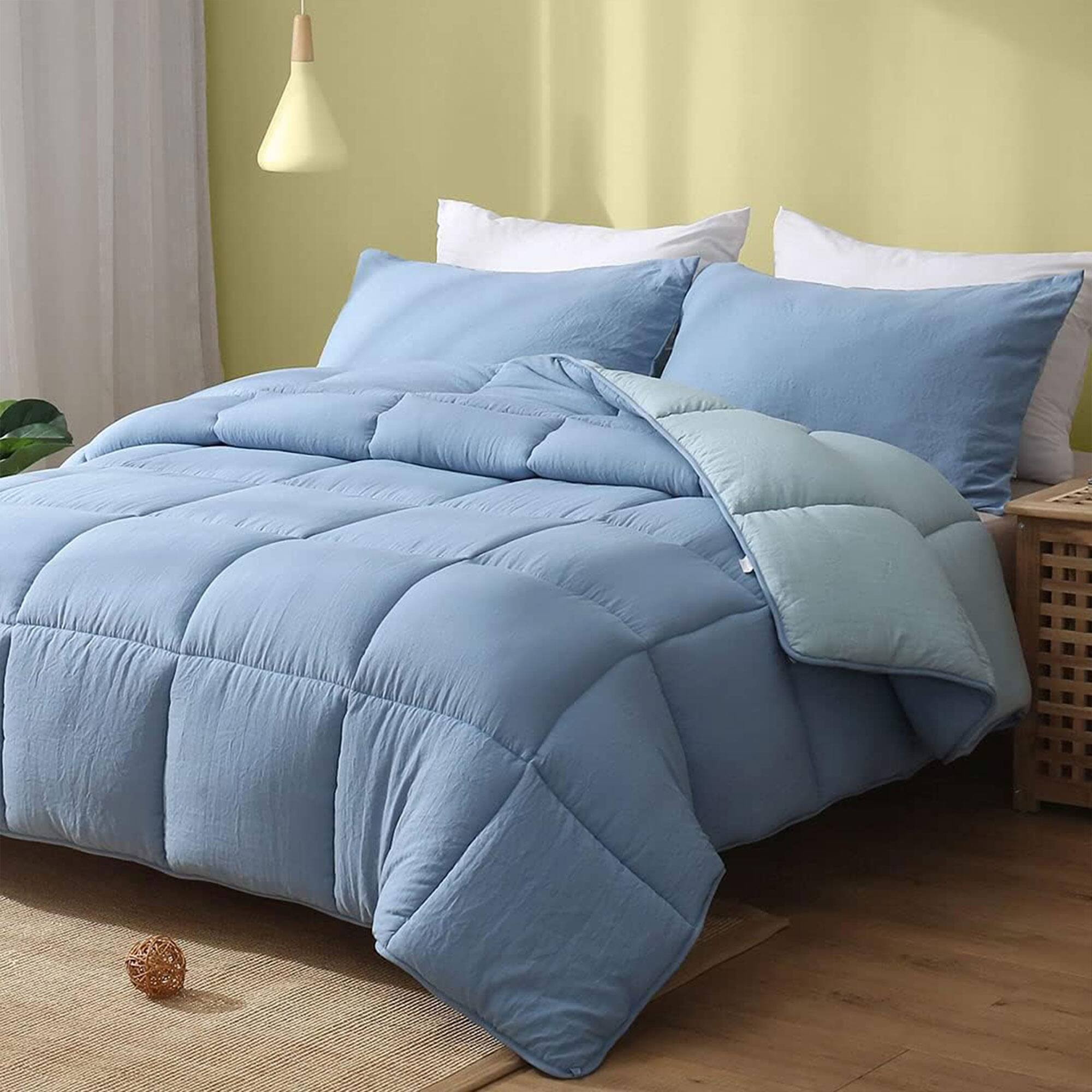 Alt View 10. APSMILE - APSMILE Reversible All Season Down Alternative Full Queen Comforter, Light Blue - Light Blue/Dark Blue.