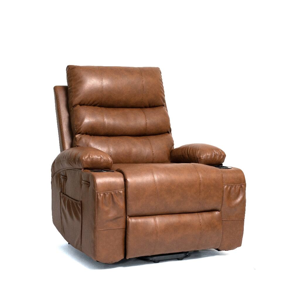 Alt View 1. Ropilly - Ropilly electric power lift recliner chair, brown pu leather massage recliner, 21 inch wide seat lift chair - Brown.