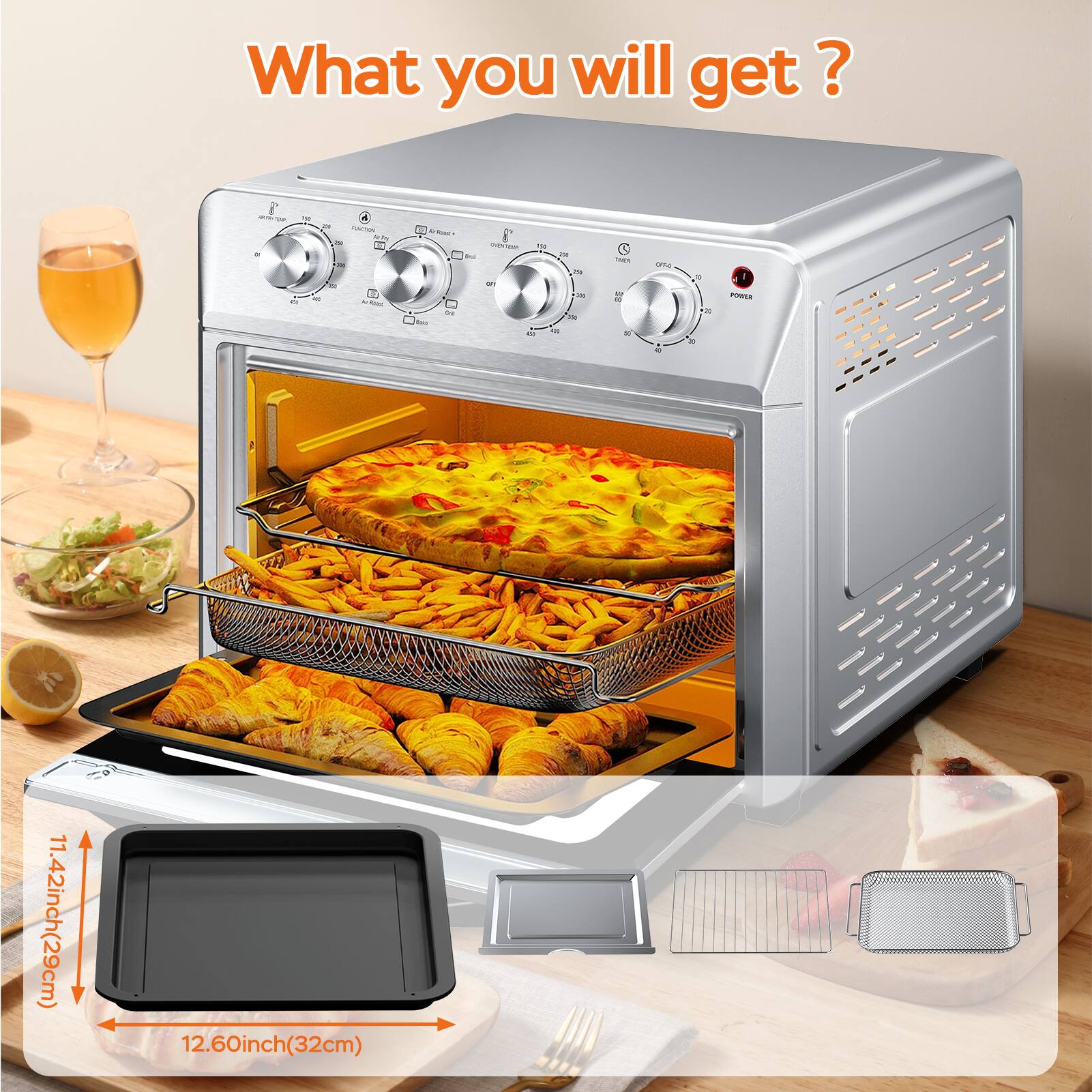 What you will get?

- 11.42 inch (29 cm)
- 12.60 inch (32 cm)