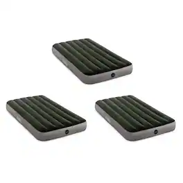 Intex - Dura-Beam Series Downy Airbed with Built-In Foot Pump, Queen Size (3 Pack) - Gray