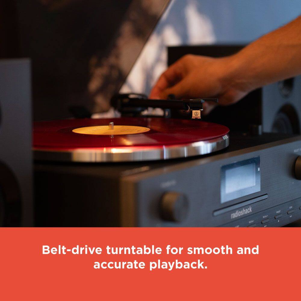 Belt-drive turntable for smooth and accurate playback.