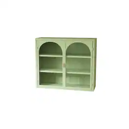 Dexmalle - Dexmalle-27.56"Glass Doors 3-Tier Wall Storage Cabines - Green