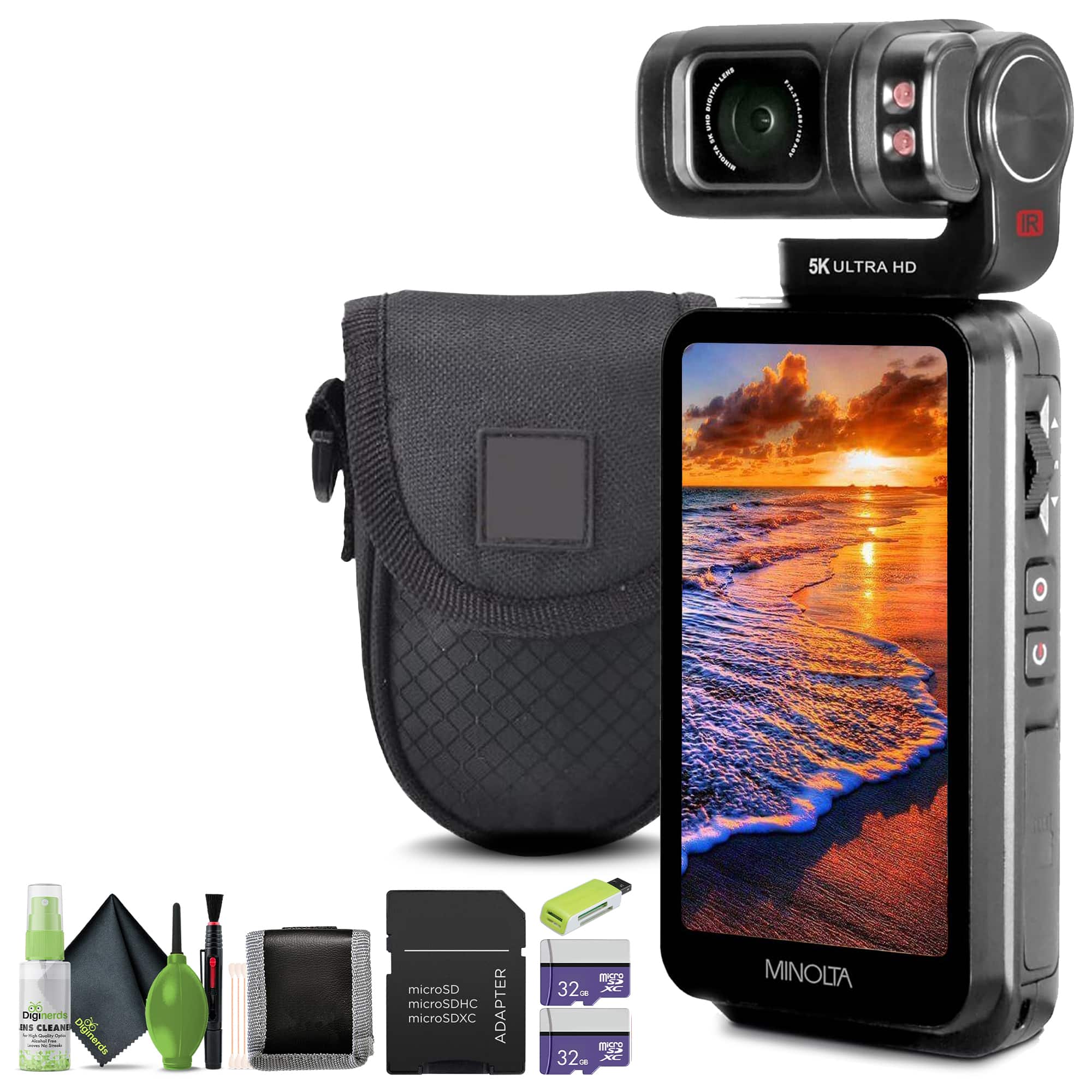 Minolta - MN5KGP1 5K Ultra HD 20 MP Handheld Pocket Camcorder w/Motorized Tilting Lens Head