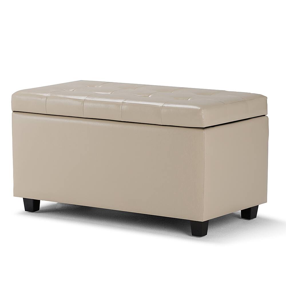 Angle. Simpli Home - Cosmopolitan Storage Ottoman - Satin Cream.