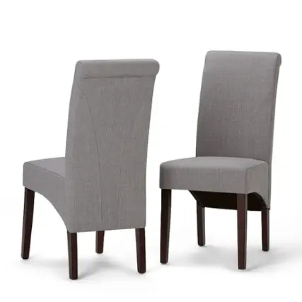 Front. Simpli Home - Avalon Polyester & Wood Dining Chairs (Set of 2) - Dove Gray.