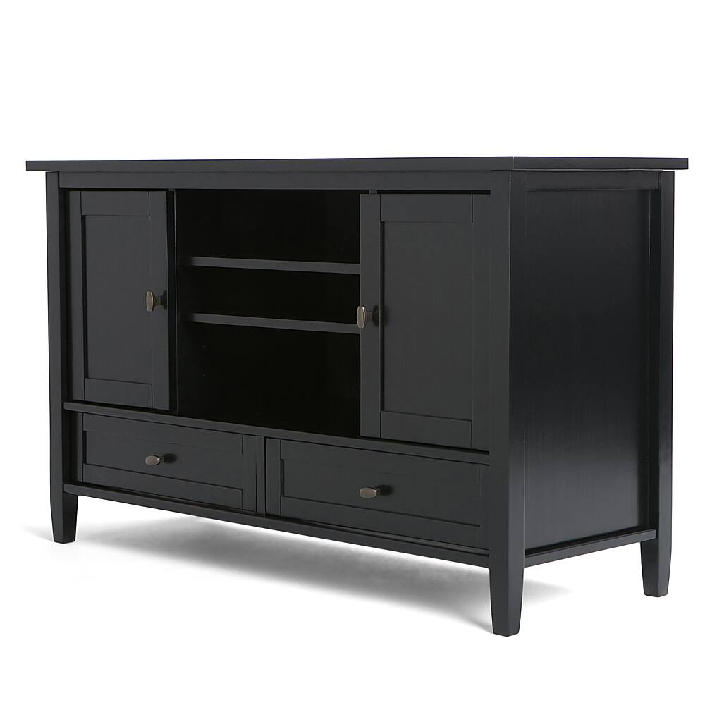 Angle. Simpli Home - Warm Shaker SOLID WOOD 47 inch Wide Transitional TV Media Stand in Black For TVs up to 50 inches - Black.