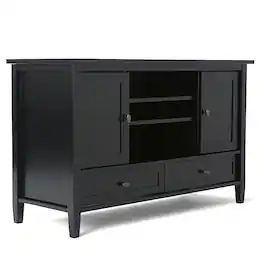 Simpli Home - Warm Shaker SOLID WOOD 47 inch Wide Transitional TV Media Stand For TVs up to 50 inches - Black