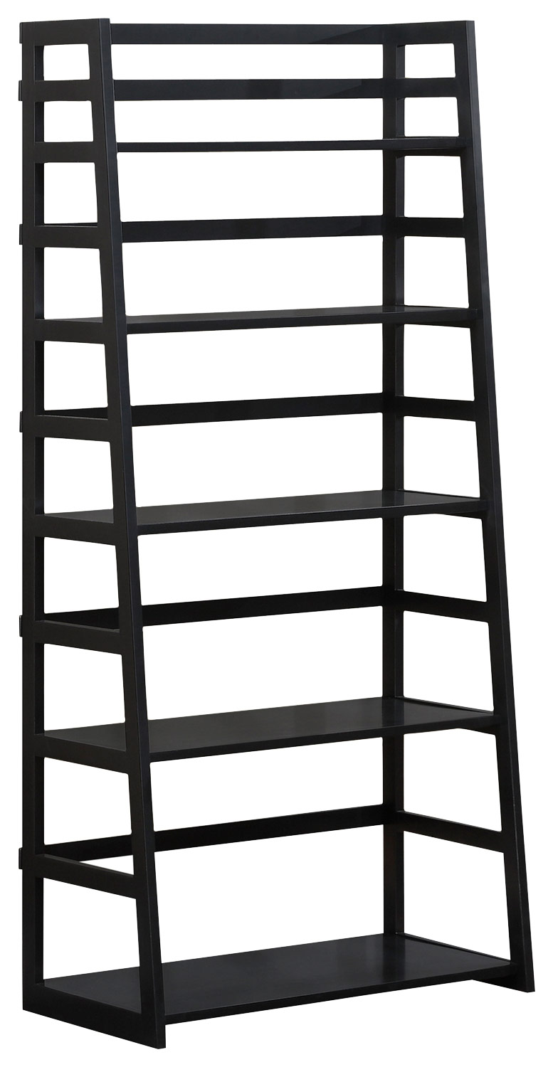 Simpli Home - Acadian 5-Shelf Ladder Bookcase - Black was $222.99 now $175.99 (21.0% off)