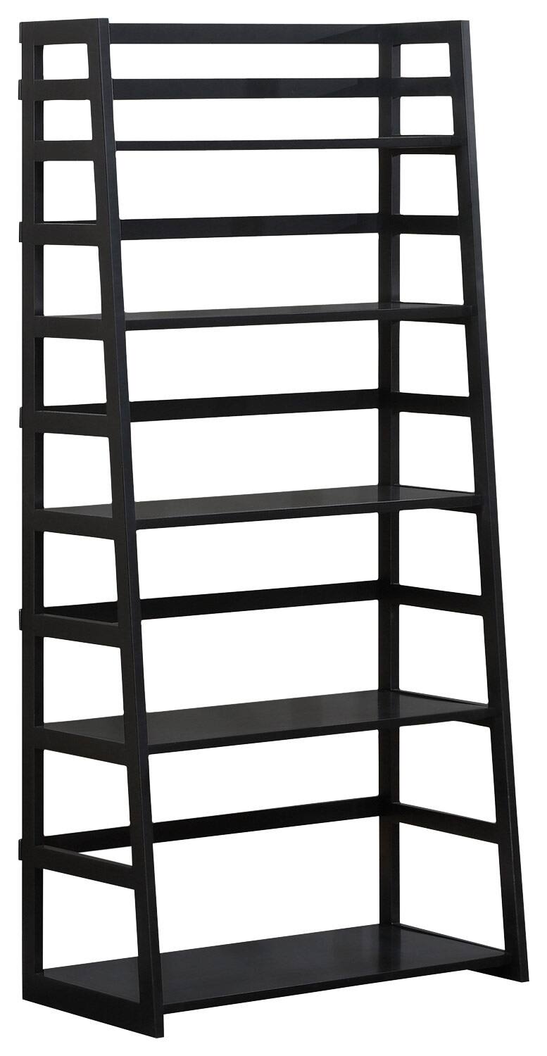 Angle. Simpli Home - Acadian 5-Shelf Ladder Bookcase - Black.