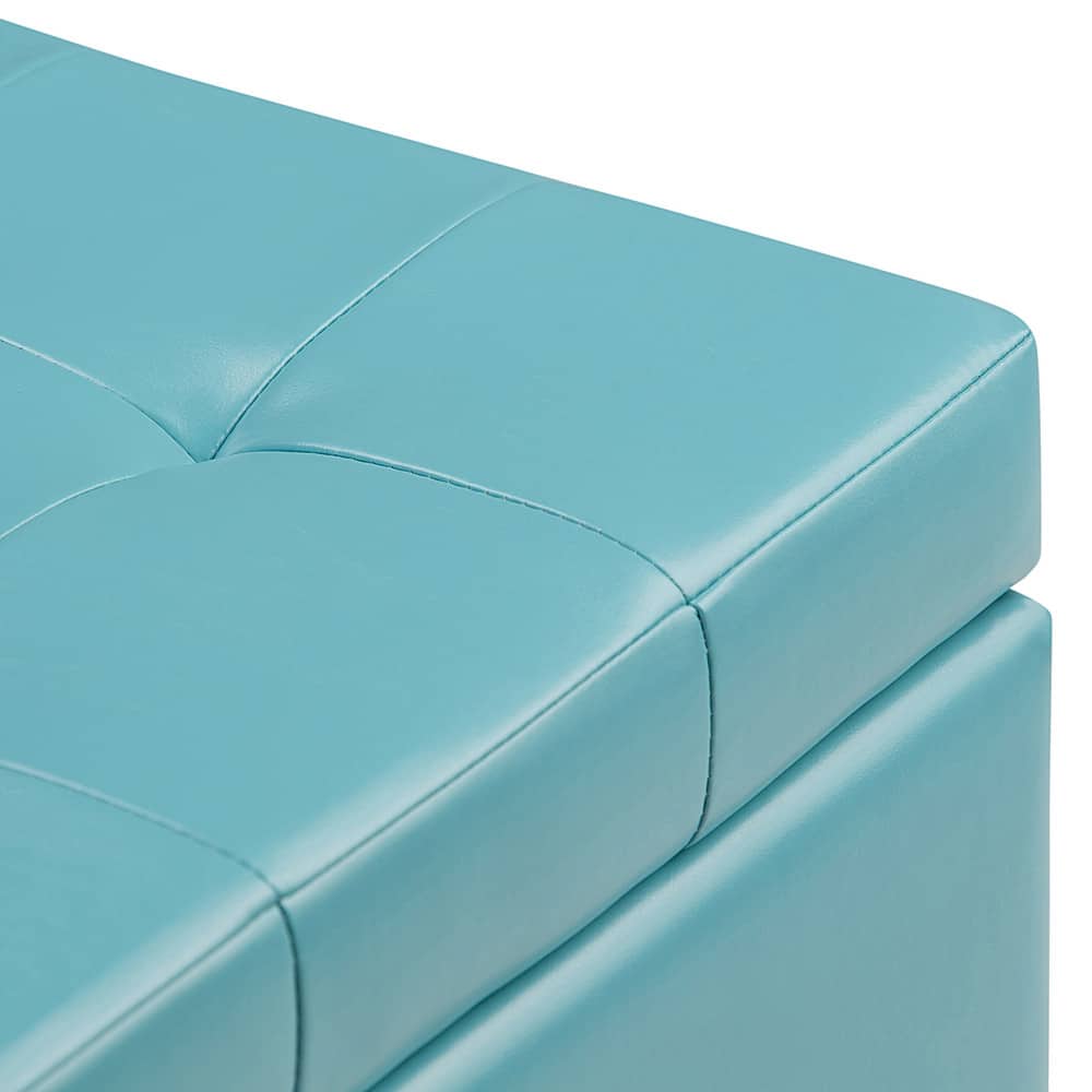 Alt View 13. Simpli Home - Cosmopolitan Rectangular Wood / Faux Leather Ottoman With Inner Storage - Soft Blue.