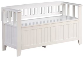 Simpli Home - Acadian Entryway Storage Bench With Backrest - White - Front_Zoom