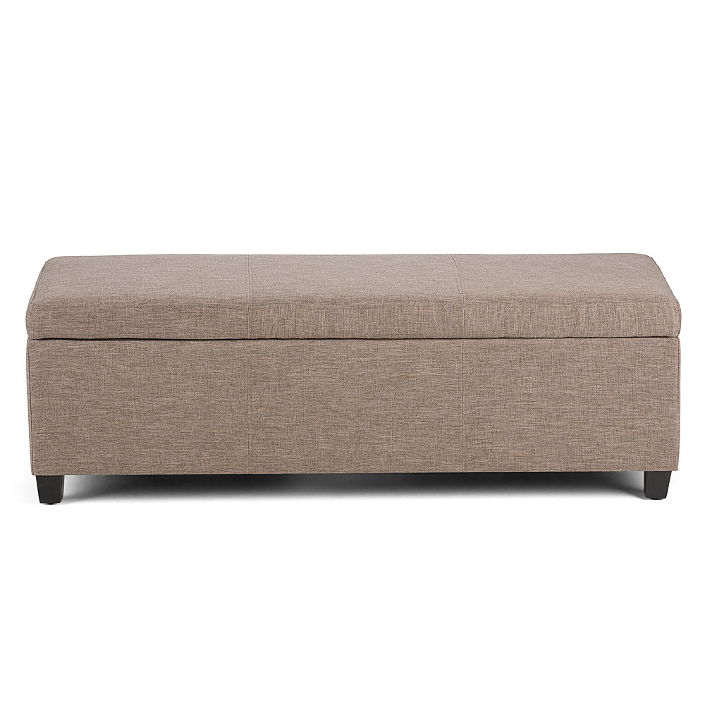 Angle View: Simpli Home - Avalon Rectangular Polyester Ottoman With Inner Storage - Fawn Brown