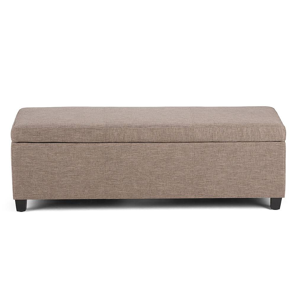 Angle. Simpli Home - Avalon Rectangular Polyester Ottoman With Inner Storage - Fawn Brown.