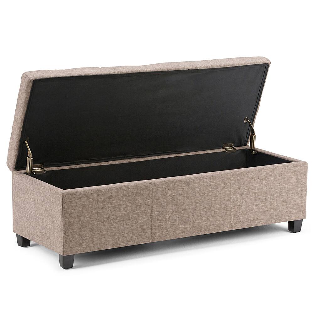 Alt View 11. Simpli Home - Avalon Rectangular Polyester Ottoman With Inner Storage - Fawn Brown.