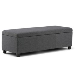 Simpli Home - Avalon Rectangular Polyester Ottoman With Inner Storage - Slate Gray - Front_Zoom