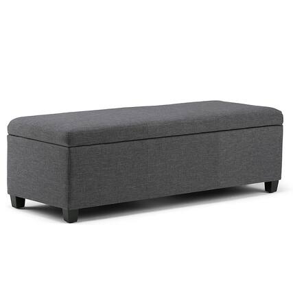 Front. Simpli Home - Avalon Rectangular Polyester Ottoman With Inner Storage - Slate Gray.