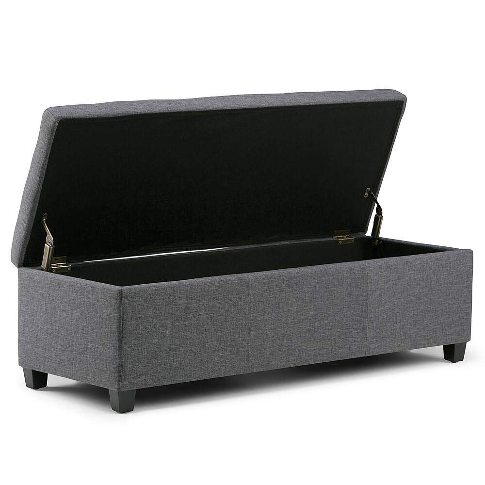 Alt View 11. Simpli Home - Avalon Rectangular Polyester Ottoman With Inner Storage - Slate Gray.