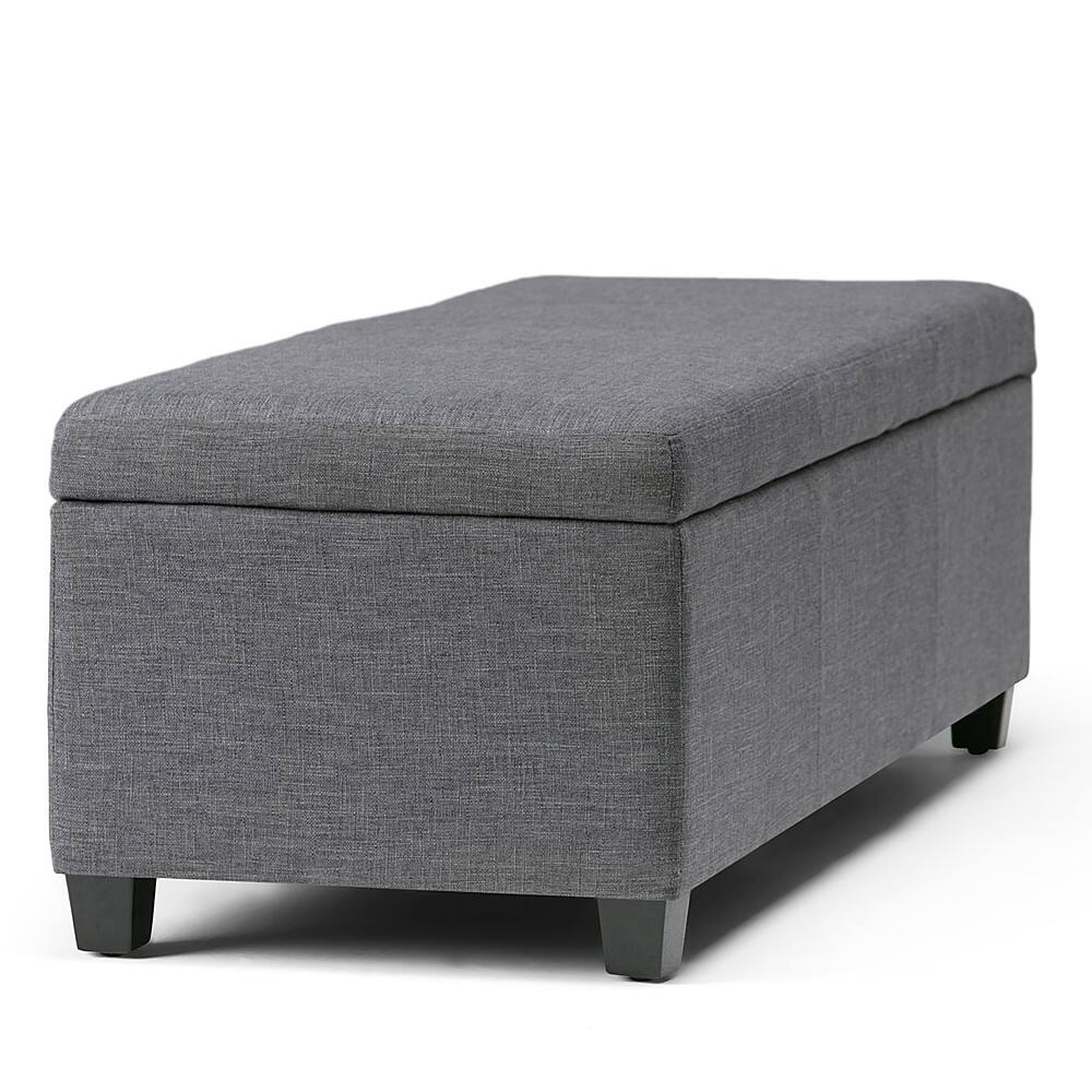 Alt View 13. Simpli Home - Avalon Rectangular Polyester Ottoman With Inner Storage - Slate Gray.