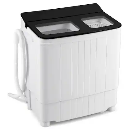 Front. Costway - Costway 18 lbs Mini Laundry Machine with 11 LBS Washer&7 LBS Spinner Combo, Twin Tub Washer - Black & White.