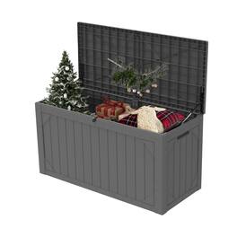 Decksplore - 110-Gallon Waterproof Resin Storage Bench for Patio Furniture, Outdoor Deck Box with Lock, Garden Tools, UV Resistant - Gray