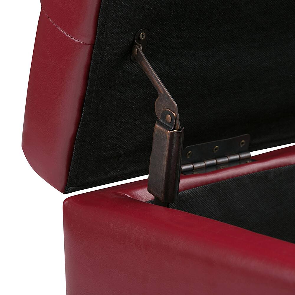 Alt View 12. Simpli Home - Cosmopolitan Rectangular Wood / Faux Leather Ottoman With Inner Storage - Red.