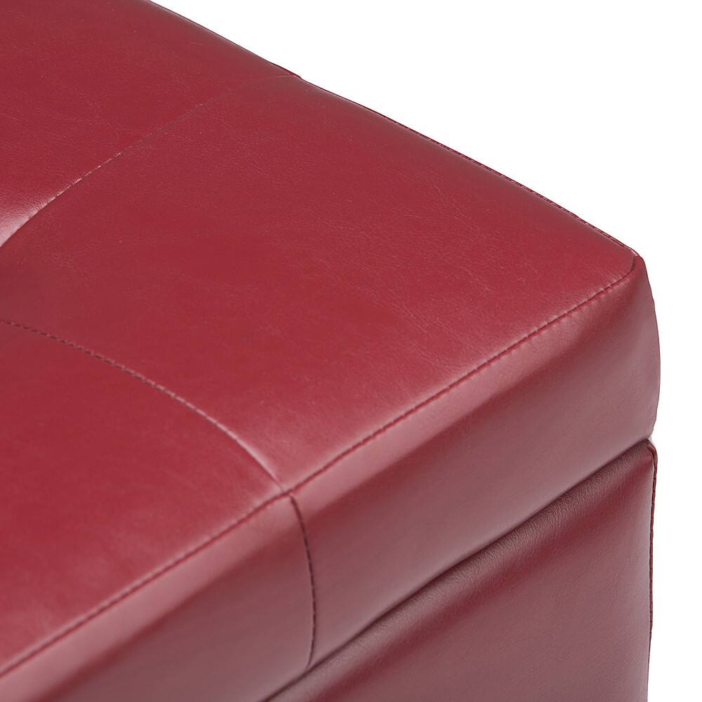 Alt View 13. Simpli Home - Cosmopolitan Rectangular Wood / Faux Leather Ottoman With Inner Storage - Red.