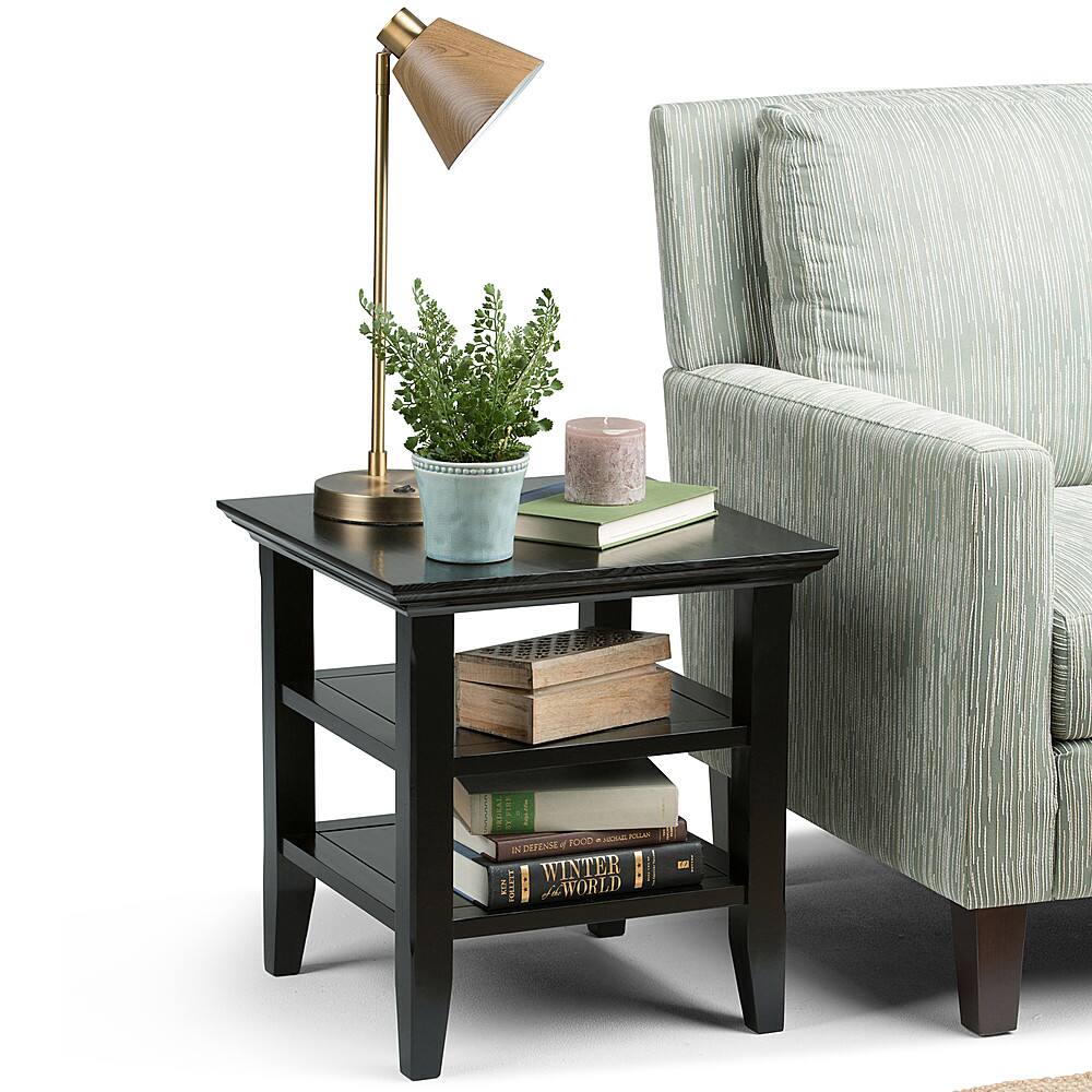Left. Simpli Home - Acadian Square Solid Wood End Table - Black.