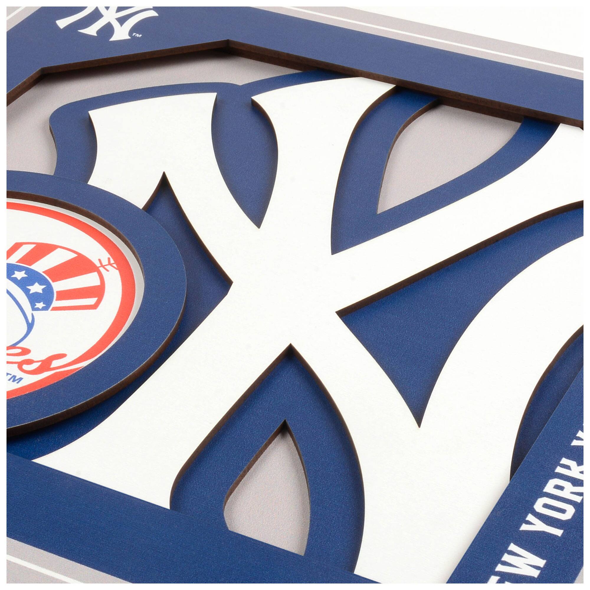 Alt View 1. YouTheFan - New York Yankees 12'' x 12'' 3D Logo Wall Art - Multicolor.