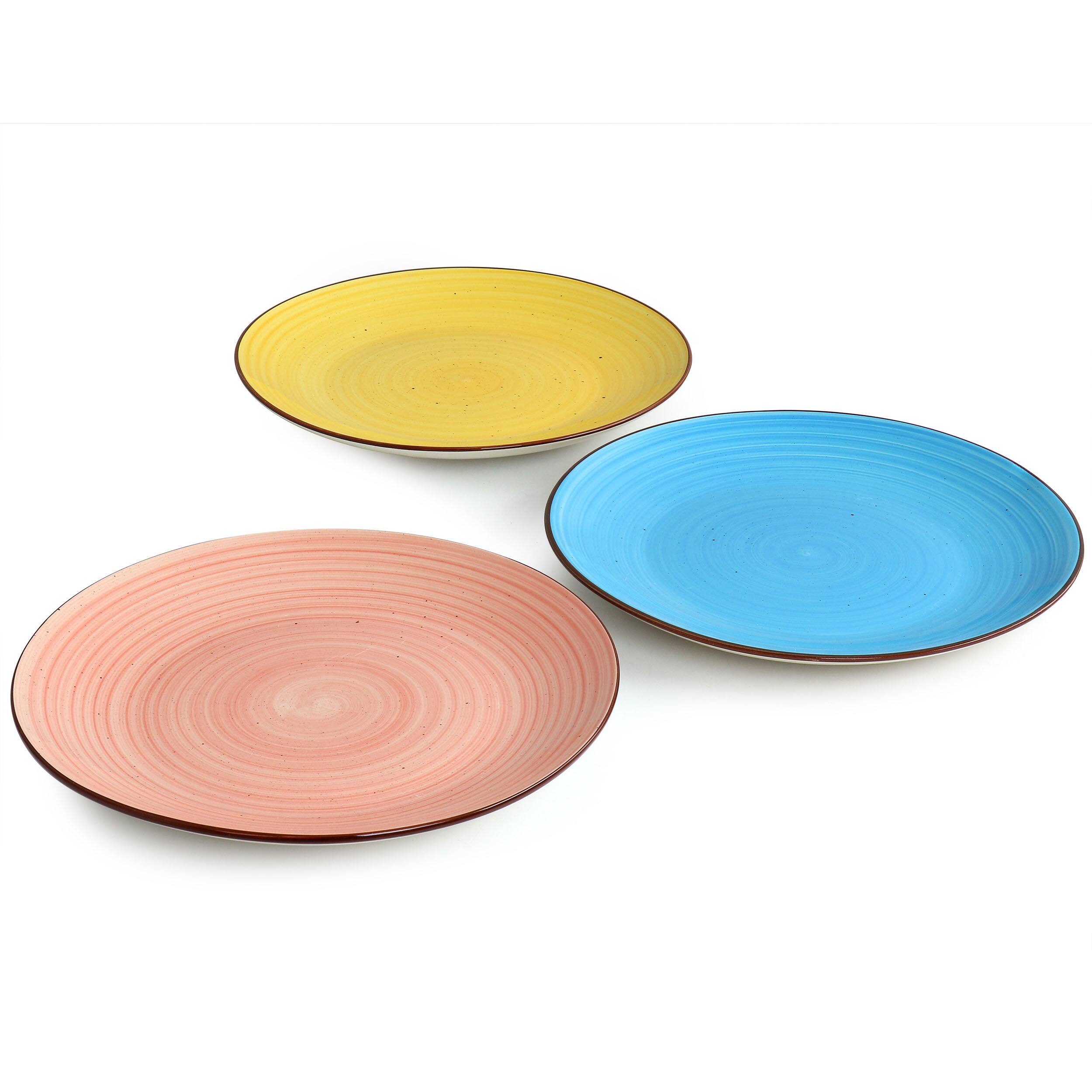 Left. Elama - Elama Sebastian 6 Piece Stoneware Dinner Plate Set in Assorted Colors - Multi.