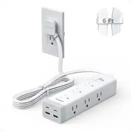 TESSAN - 9-in-1 Outlet/2-USB/2-USB-C 1050 Joules Surge Protector Power Strip PD 20W-Grey/White - Gray/White