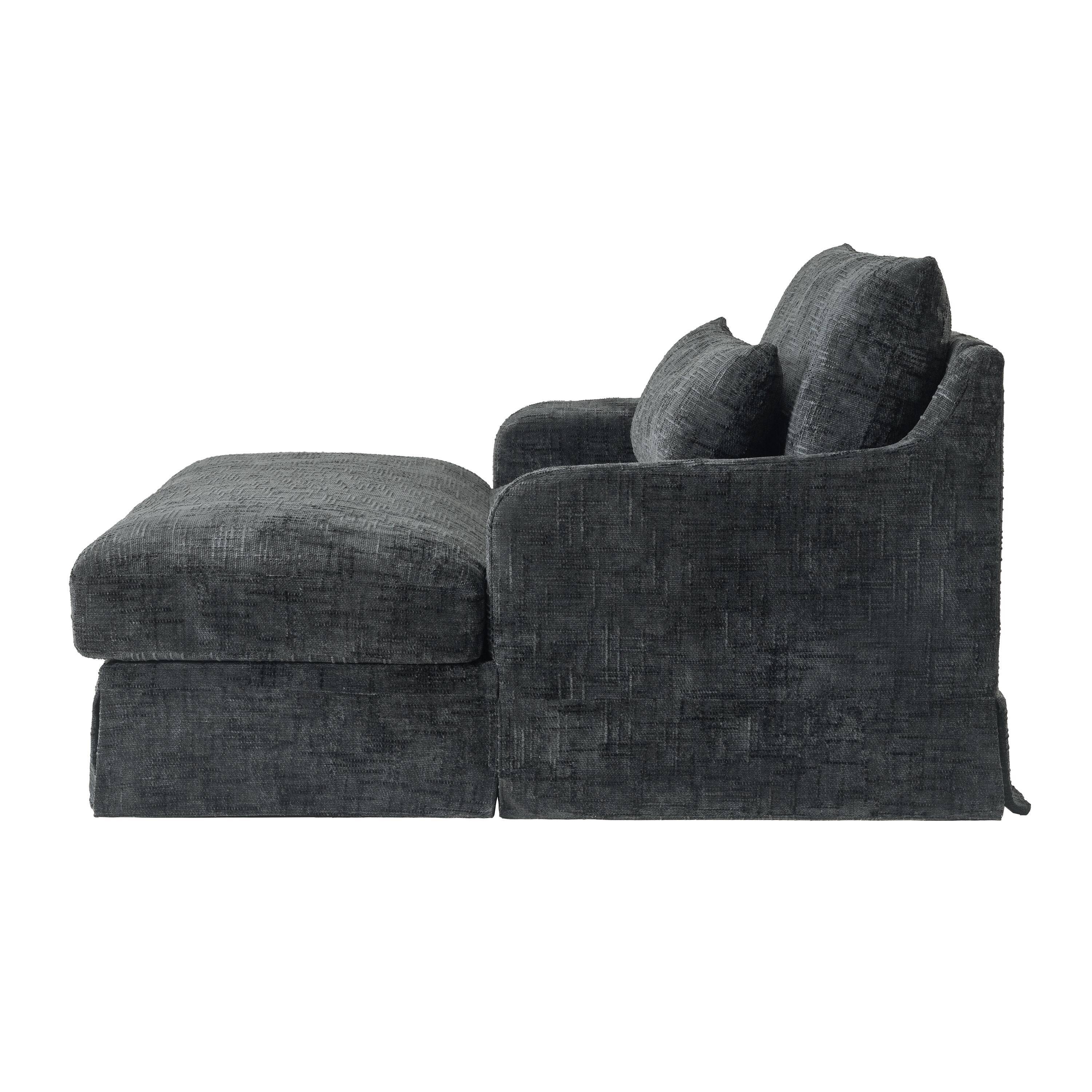 Back. Whisen - Chenille Loveseat Sofa Bed with Textured Surface and Two Cushions, Suitable for Living Room - Black.