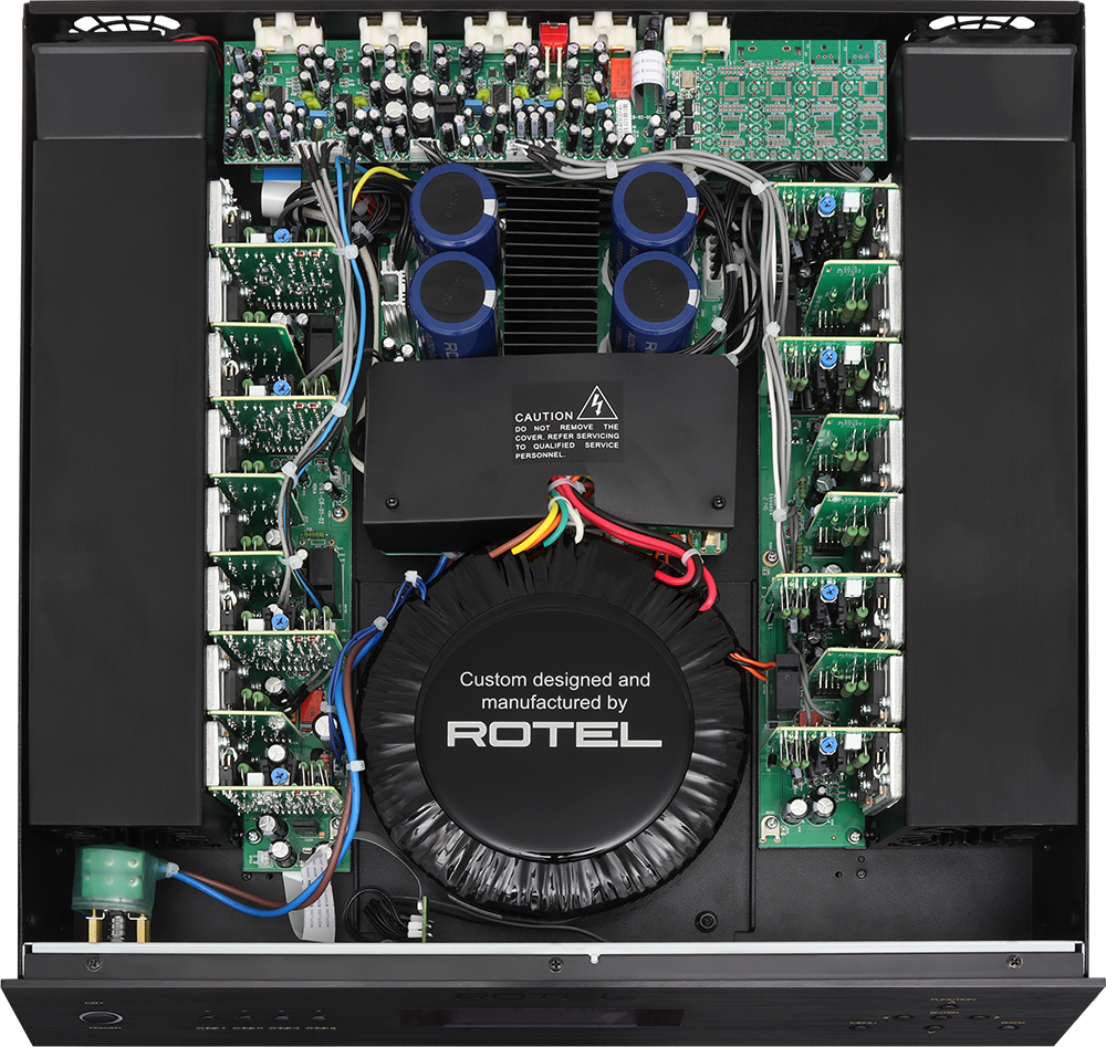 Custom designed and manufactured by Rotel.