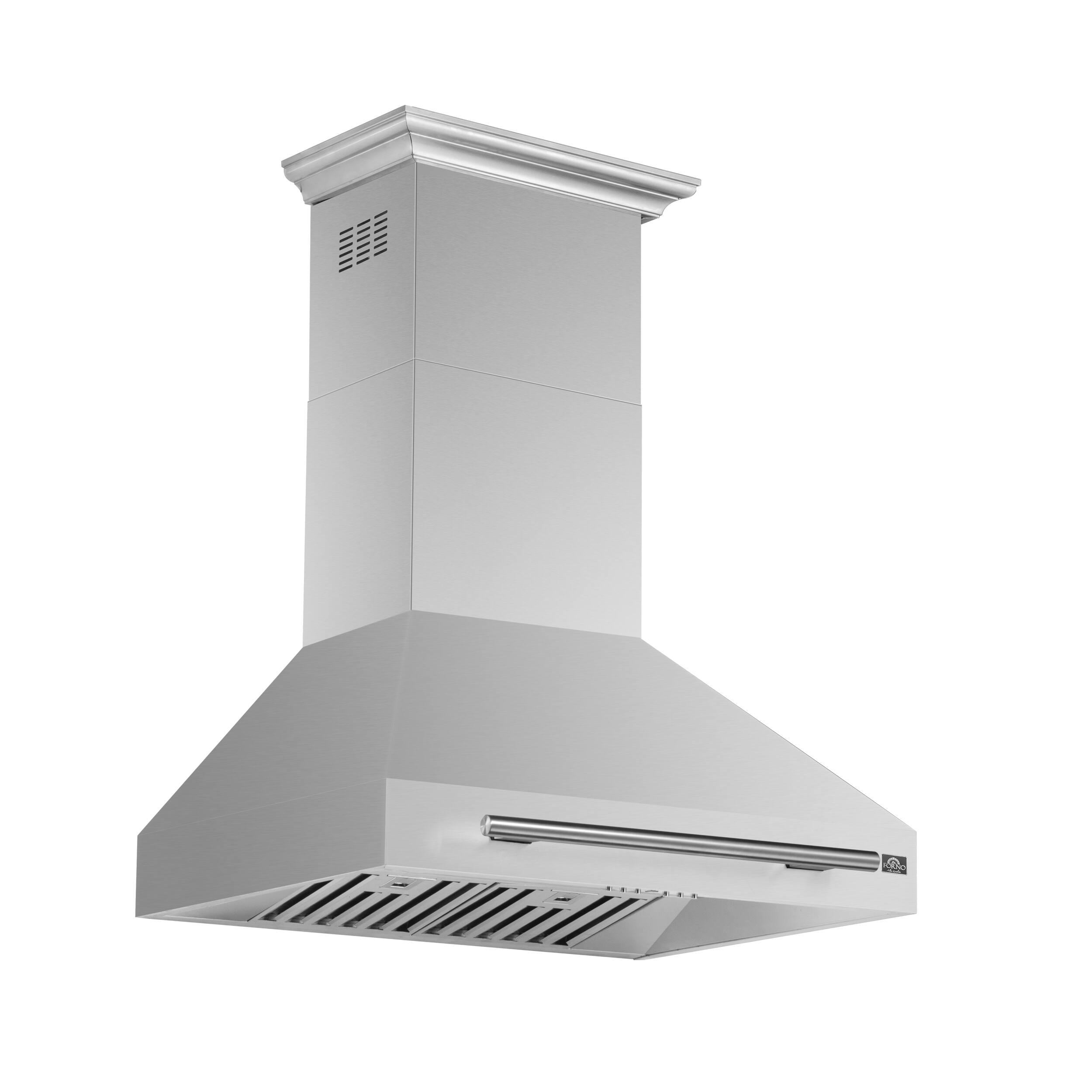 Left. Forno Appliances - Aria 30 in. Convertible Wall-Mounted Range Hood - Silver.