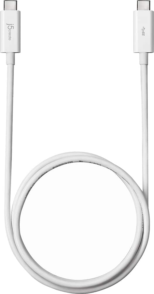 Front. j5create - 3' Type-C-to-Type-C USB Cable - White.