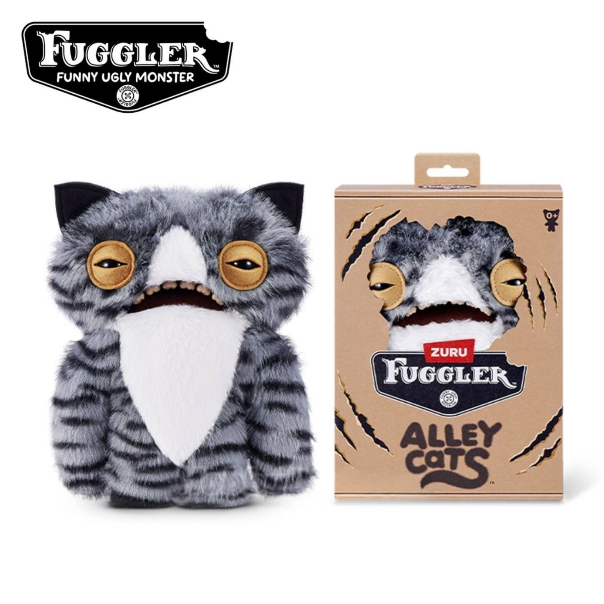 Zuru Fuggler Alley Cats Wide Eyed Cat Grey 9 Inch Plush Toy - Gray