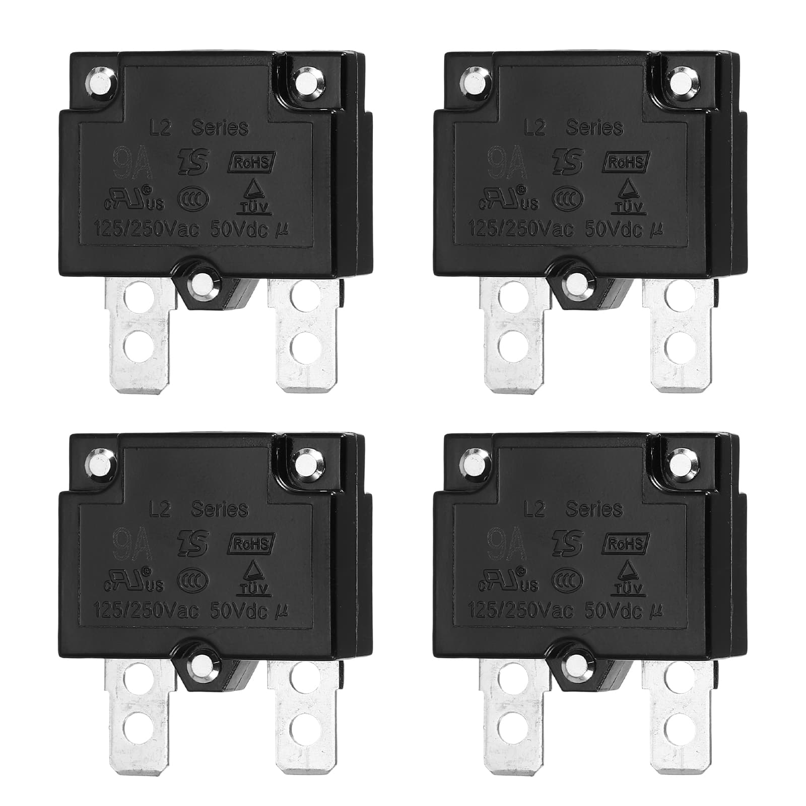 Unique Bargains - 4pcs 9A Push Button Circuit Breaker, 125/250V AC,50V DC, Automatic Reset Thermal Overload Protector for Industrial - Black price history on PriceWatchPro