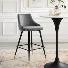 Adorn Performance Velvet Bar Stool by Modway - Gray