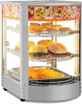 Winado - 3 Tiers Commercial Food Warmer Display Electric Countertop Pretzel Pizza Warmer - Silver