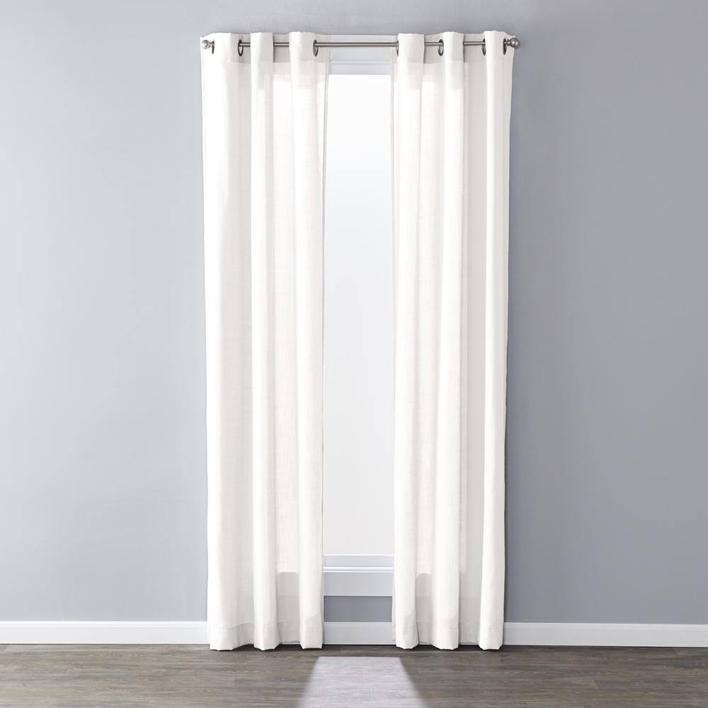 Left. SKL Home - SKL Home Saturday Knight Ltd Raine Light Filtering Sophisticated SunSafe Window Curtain Panel - 40" x 95" Ecru - Ecru.