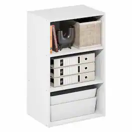 Furinno - Basic 3-Tier Open Shelf Bookcase, Bookshelf, Storage Organizer, 11 x 17 x 26 - White