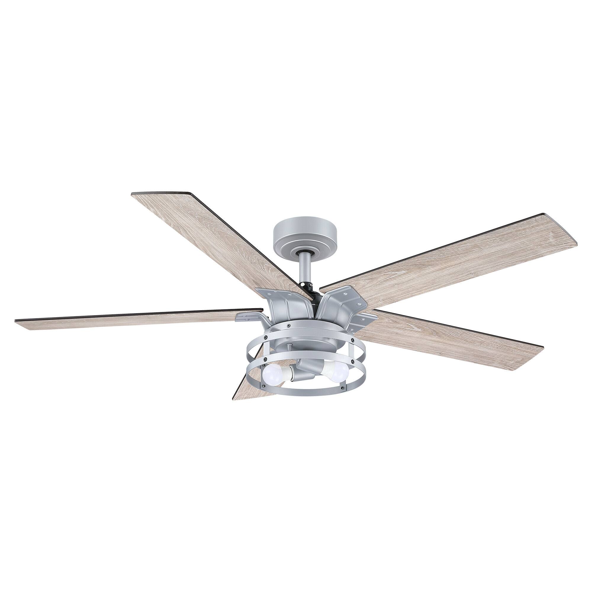 Alt View 1. Parrot Uncle - Modern 52" Silver AC Motor Ceiling Fan with Light and Remote - Silver.
