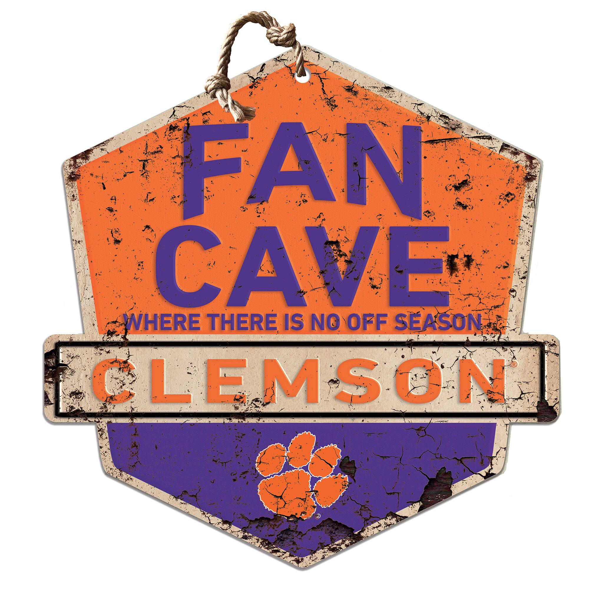 Clemson Tigers Fan Cave Badge Sign