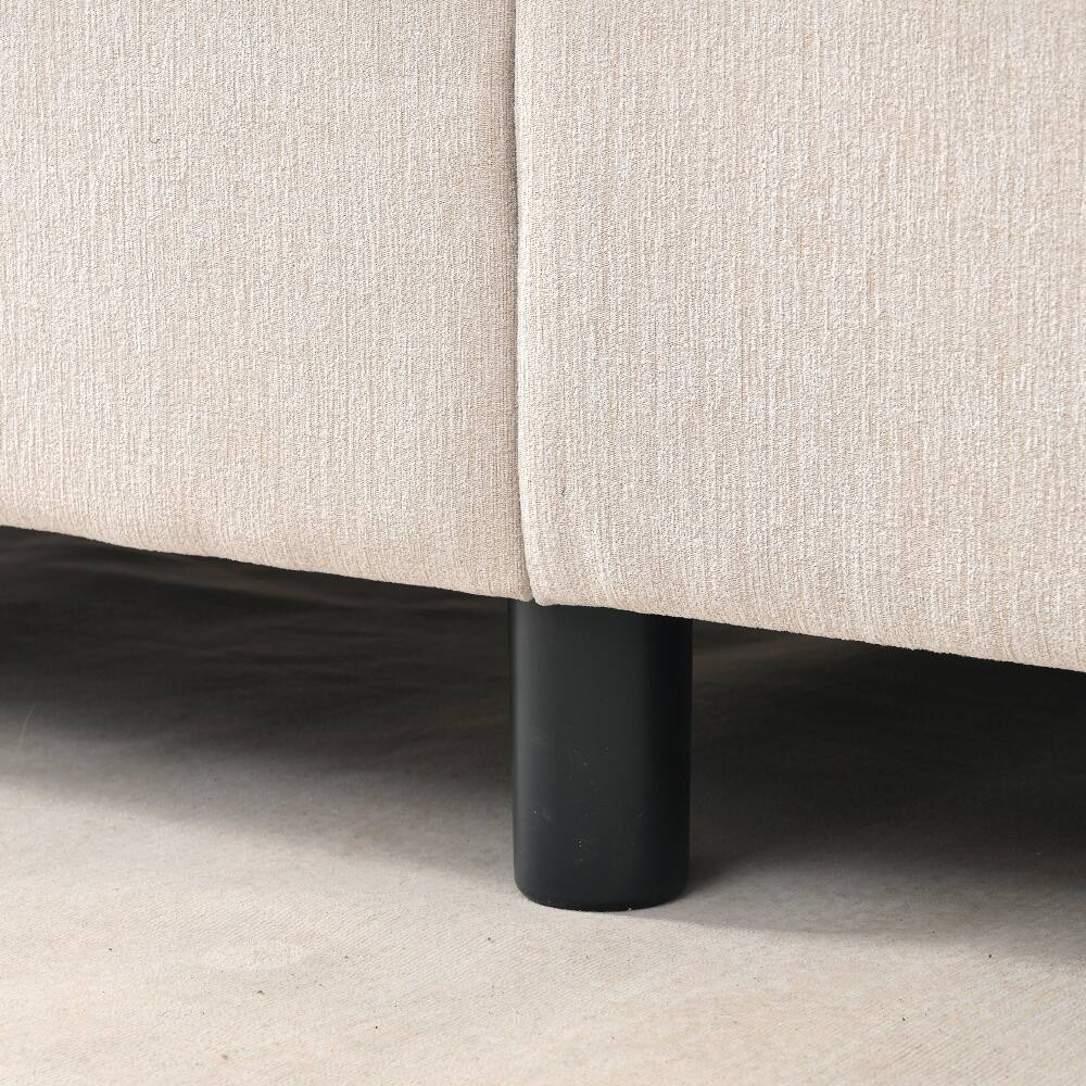 Alt View 8. JUJABU - 107.87 in. Beige Sectional Sofa Couch 3 Seater with Ottoman and Cushion - Beige.