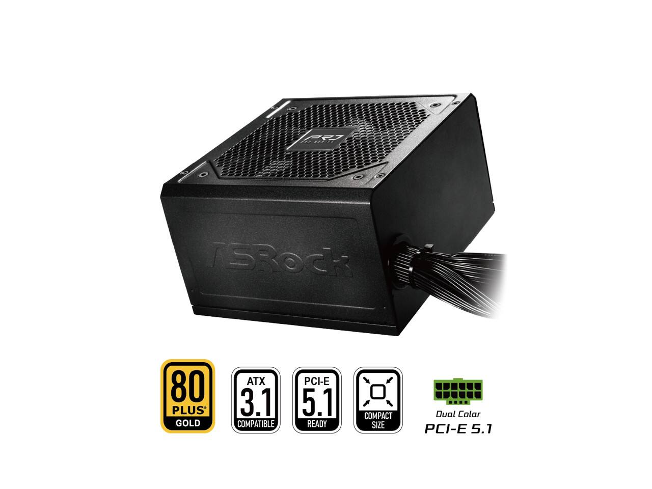 PR R3 SRock 80 PLUS GOLD ATX 3.1 COMPATIBLE PCI-E 5.1 READY COMPACT SIZE Dual Color PCI-E 5.1