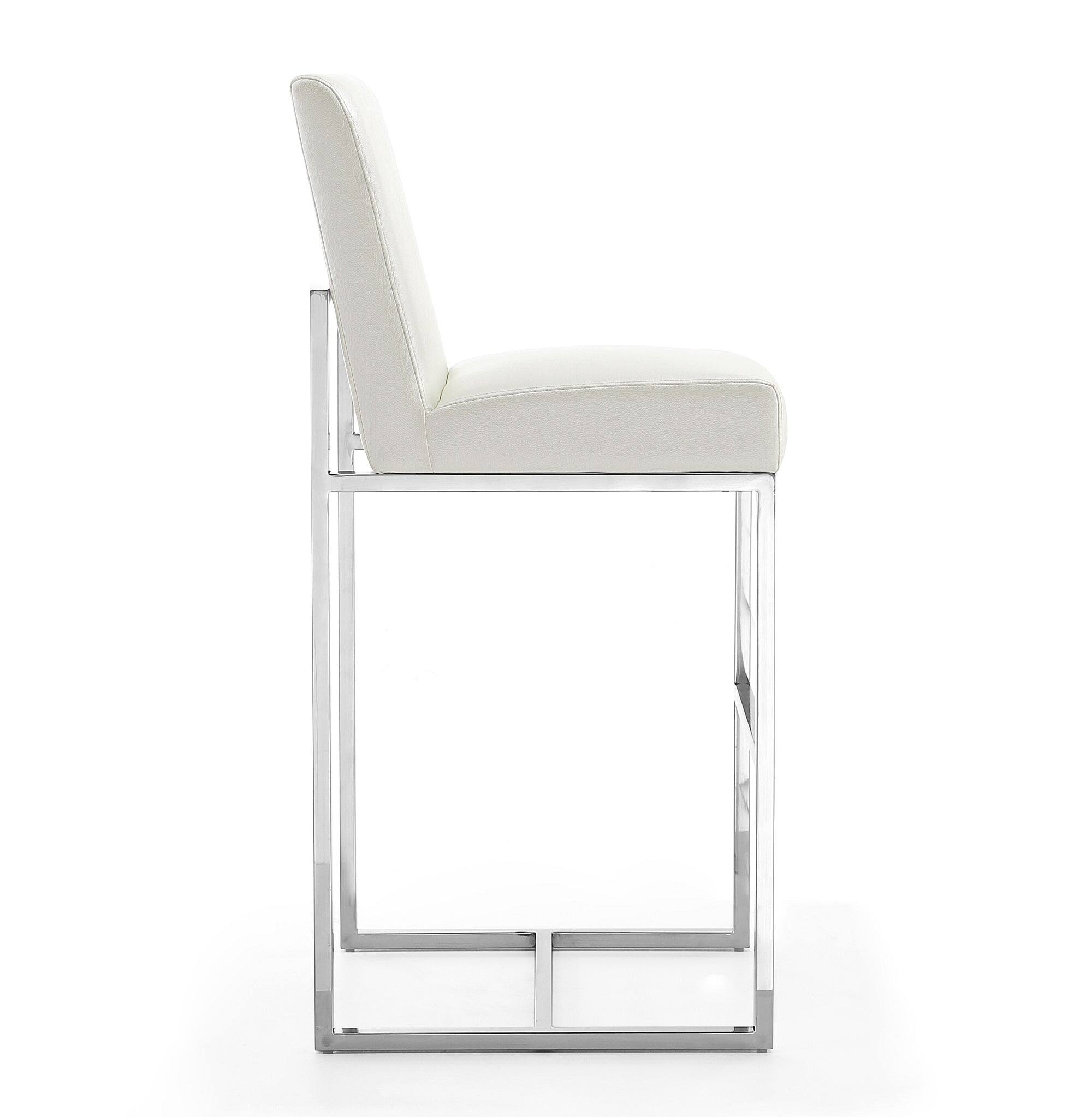 Angle. Manhattan Comfort - Element Modern Metal Upholstered Barstool - Set of 2 - Pearl White.