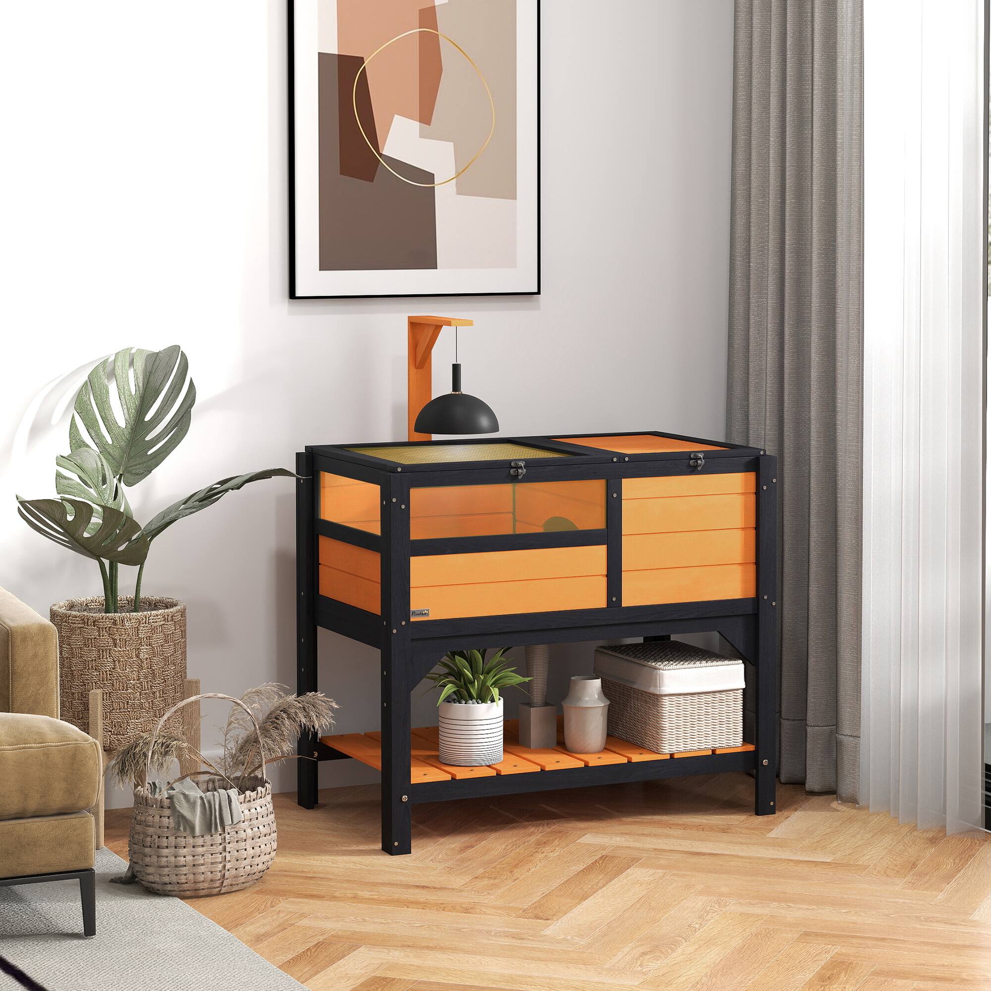 Alt View 1. Pawhut - Habitat with Shelf Storage Tortoise Gift Accessory with Weather Protection for Indoor.
